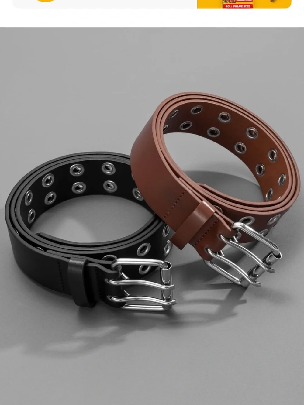 Double-Prong Grommet Belt for Women - Brown & Black